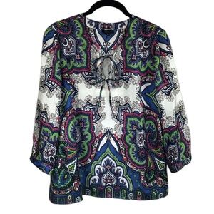 Talbots 4 silk tie-front blouse